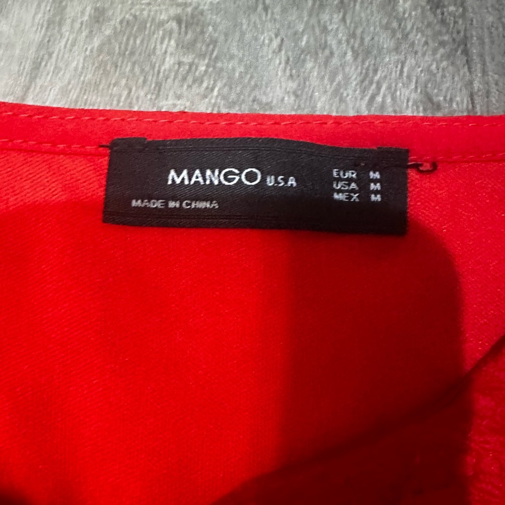Mango Vibrant Red Lace Crop Top M - Picture 4 of 5